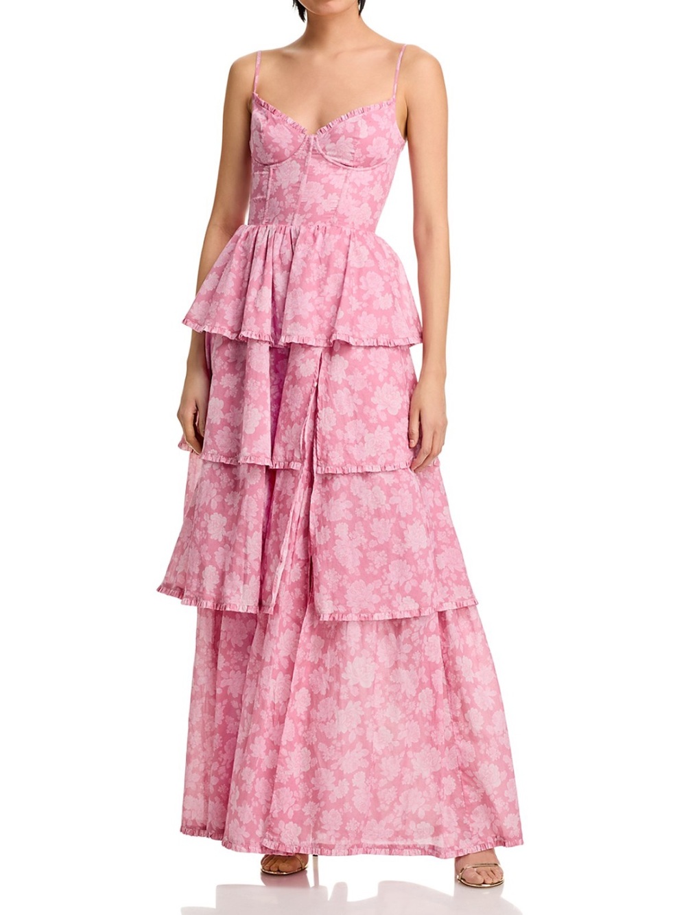 V. CHAPMAN Caterina Tiered Dress in Pink Peony